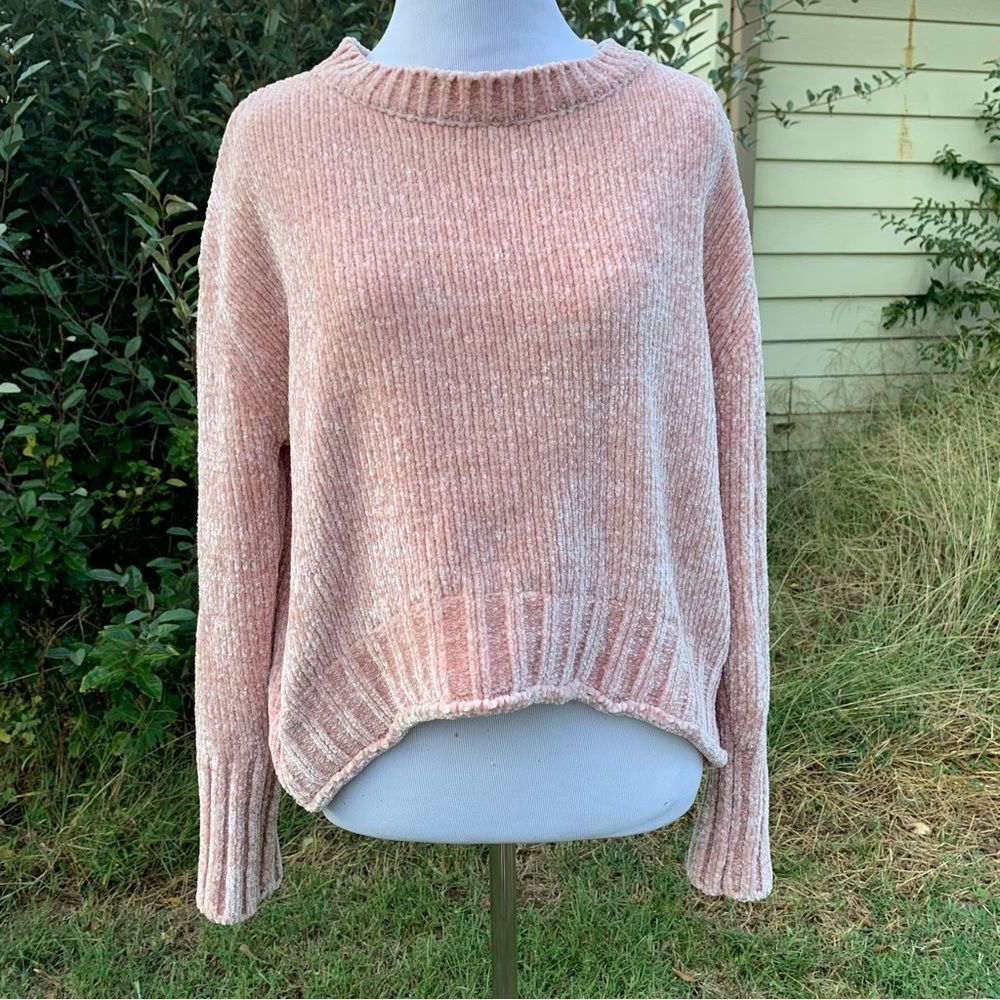 Blush Pink Chenille MAX STUDIO Soft Sweater Size Medium Pastel Top